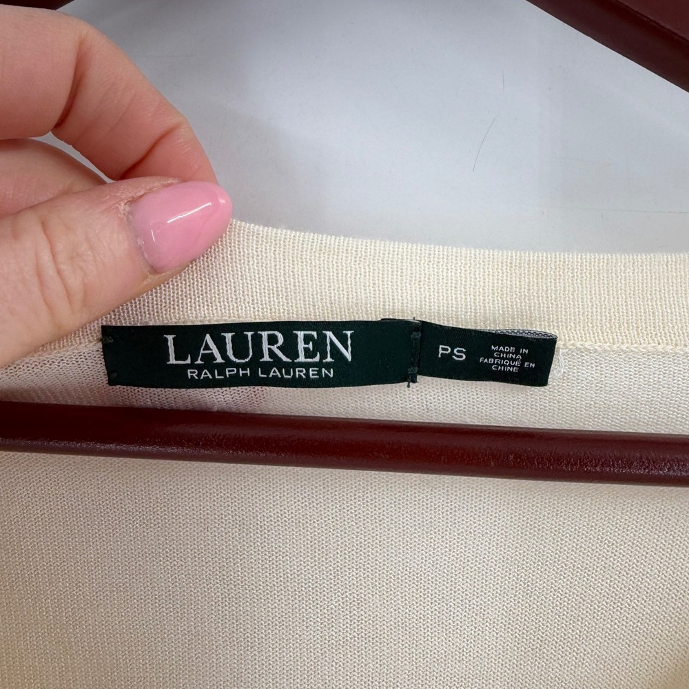 Lauren Ralph Lauren Sweater Women PS Cream Silk Blend Layered Preppy Minimalist - Picture 4 of 9